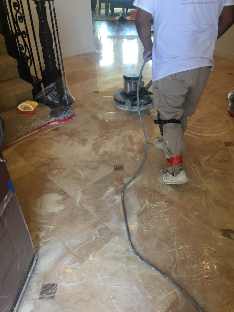 Travertine polishing process