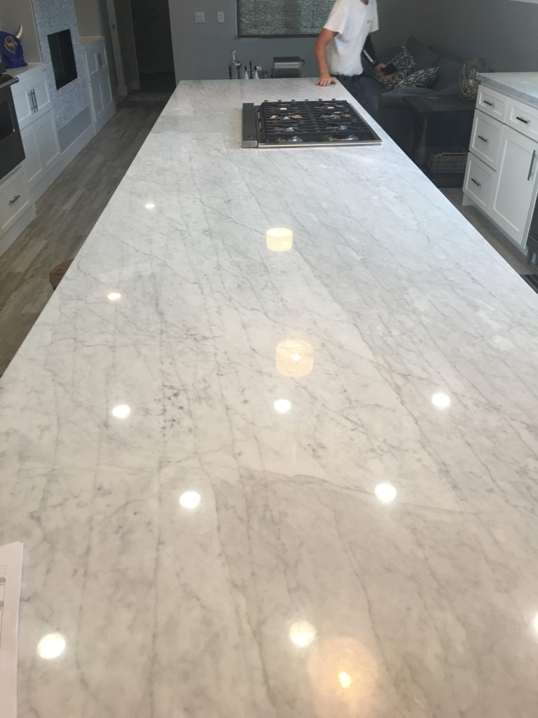 Polished marble counters